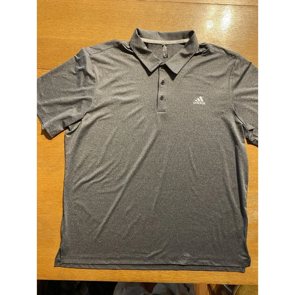 ADIDAS Golf Men's Size 2XL Gray Polo Shirt Polyester/Spandex Performance Stretch